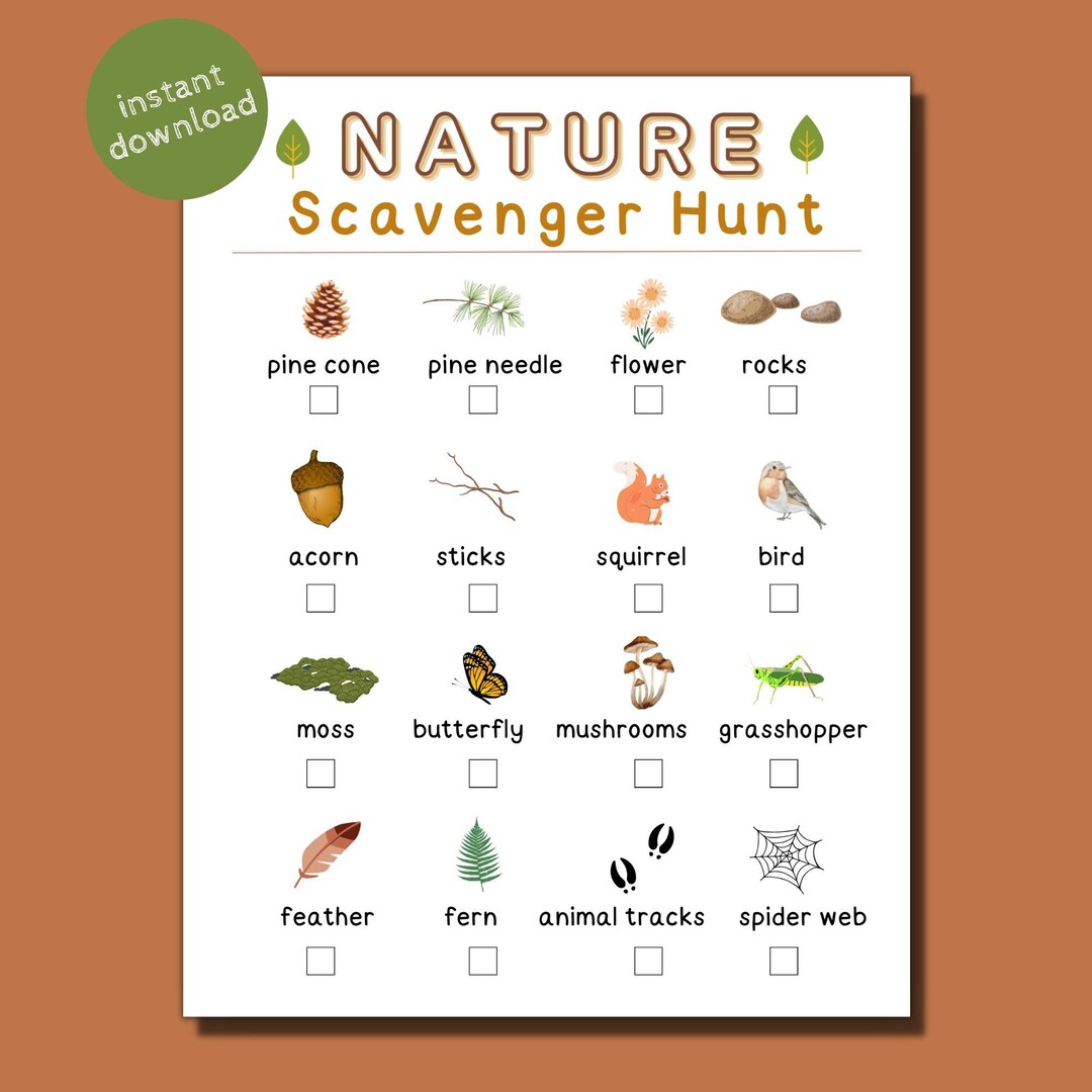 Printable Nature Hunt for Kids, Woodland Birthday Party Activity ...