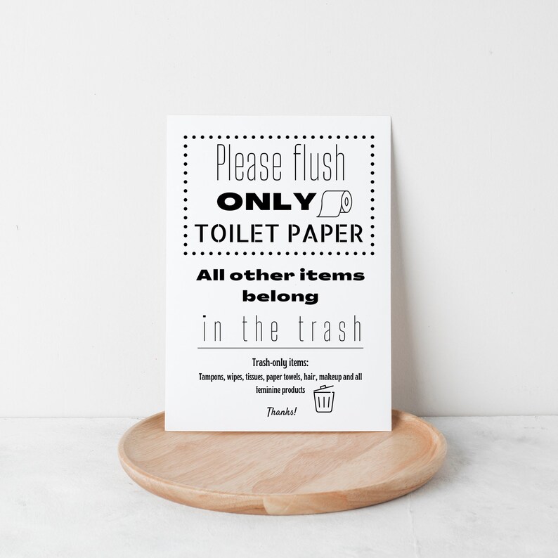 Septic System Sign Toilet Paper Sign Do Not Flush Tampons Etsy