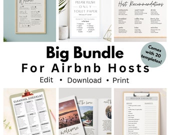 Airbnb Host Sign Bundle: Welcome Book, Cleaning Checklist (Digital Download)