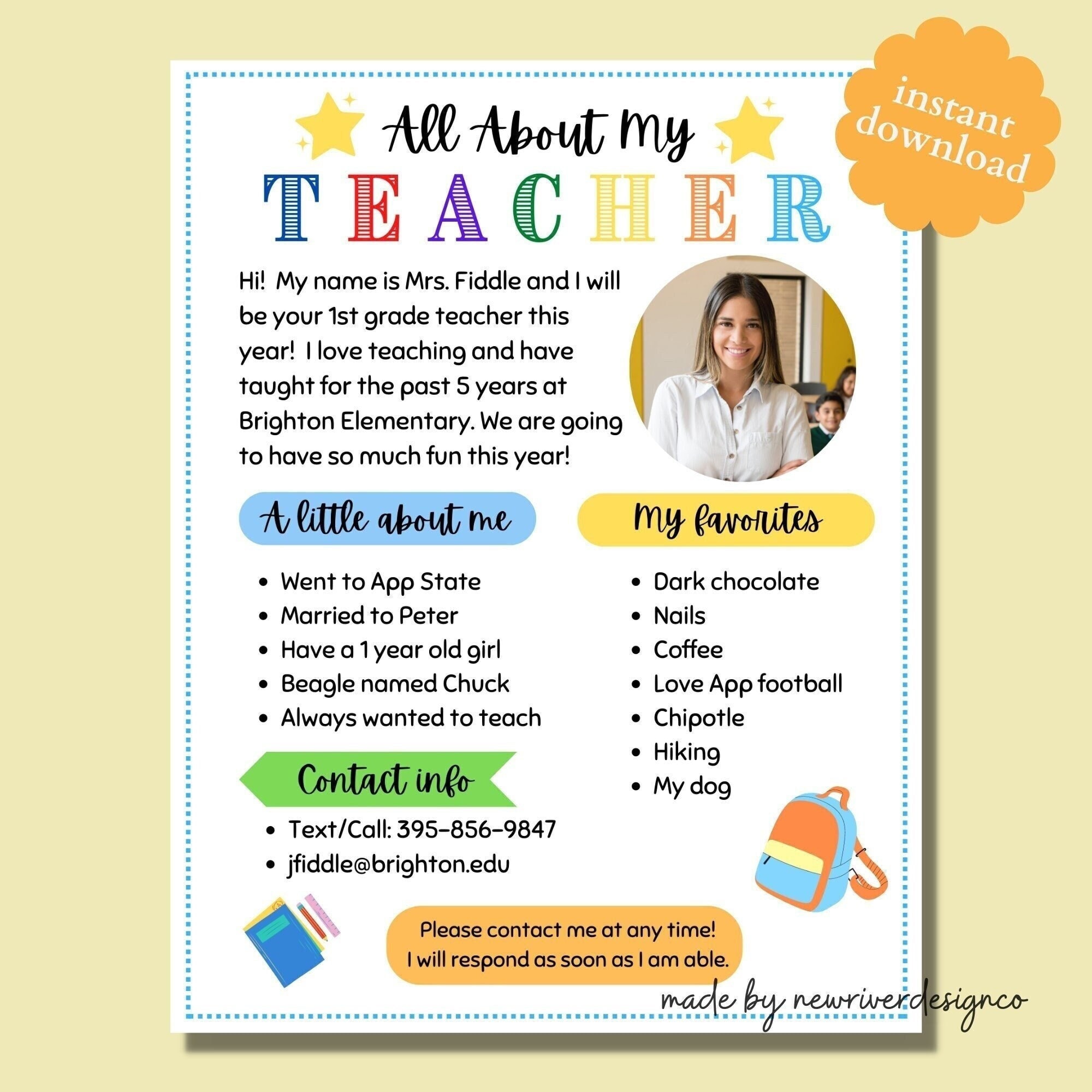 All About Me Template Teacher all-about-me-template-teacher