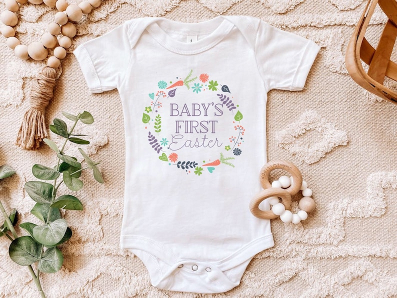 Baby/'s First Easter Onesie for Newborn Gift 1st Easter Shirt Newborn Easter Baby Girl Easter Outfit Boho Easter Outfit Pink Easter Outfit
