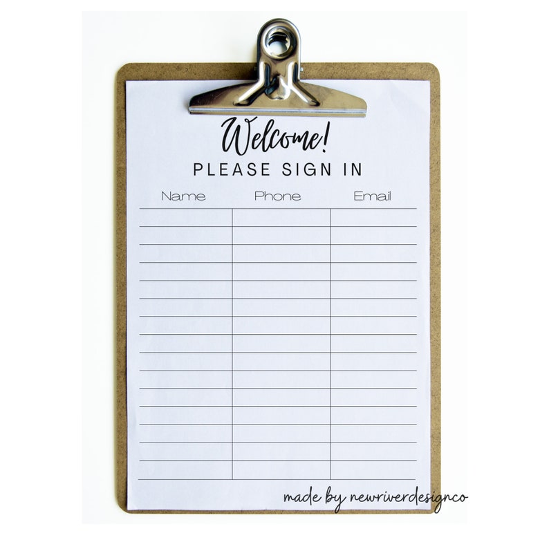 Printable Sign in Sheet: Minimalist Visitor Log (PDF Download) - Etsy