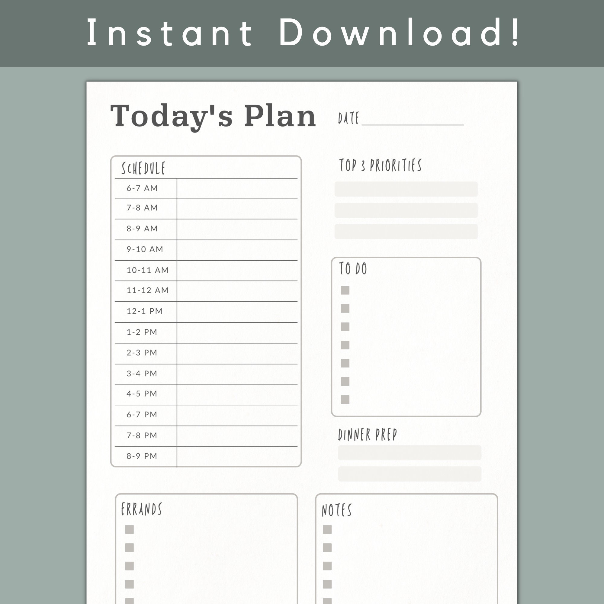 Printable Time Blocking Planner: Daily Schedule Template (PDF) - Etsy