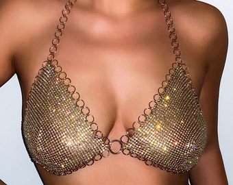 Luxe complet strass lingerie poitrine chaîne de soutien-gorge femmes été bikini festival accessoires discothèque soirée corps bijoux soutien-gorge