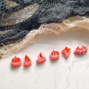 Halloween Mini Earring Stud | Pumpkin Bat Candy Corn Cauldron Witch Hat Extra Small|Fall Polymer Clay Earring Cutter Collection