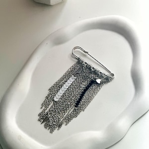 Stylish Chain Safety Pin – Clothing Accessory, Brooch with Charms, Rock Style, Gothic, Punk Jewelry