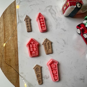 Gingerbread House Clay Cutter Set, Winter Christmas Earring Cutters