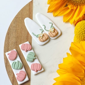 Fall Hair Clips/ Polymer Clay Pumpkin Alligator Clips/polymer clay barrette/barrette / Polymer Clay Textured Barrettes / Buy 4 get 1 free/