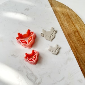 Christmas Deer Clay cutter, Christmas Reindeer Embossed cutter, Christmas earrings, Scallop Christmas deer clay cutter
