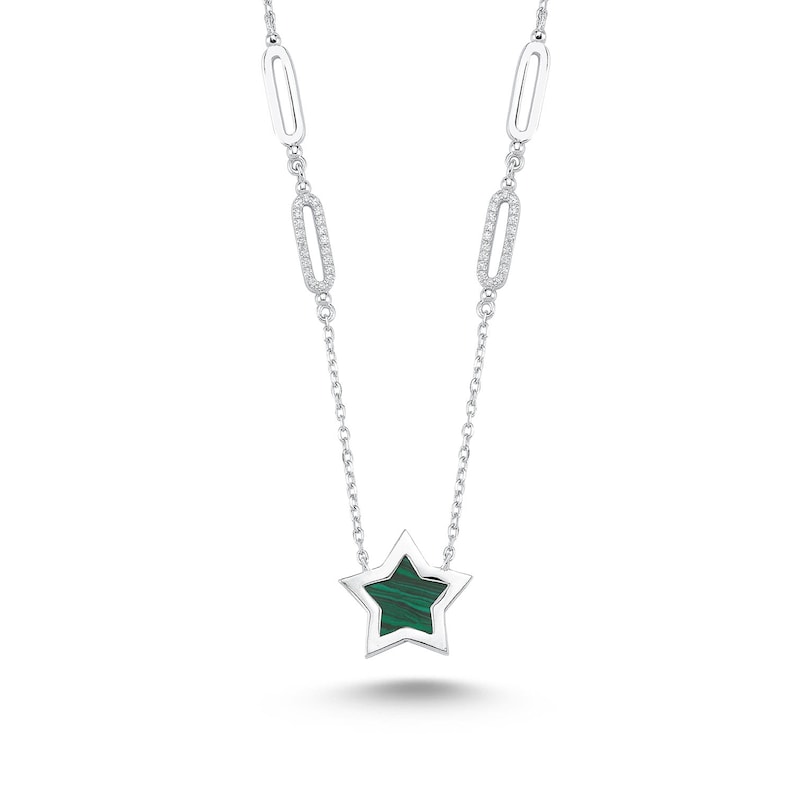 Oval Ring Green Star Necklace