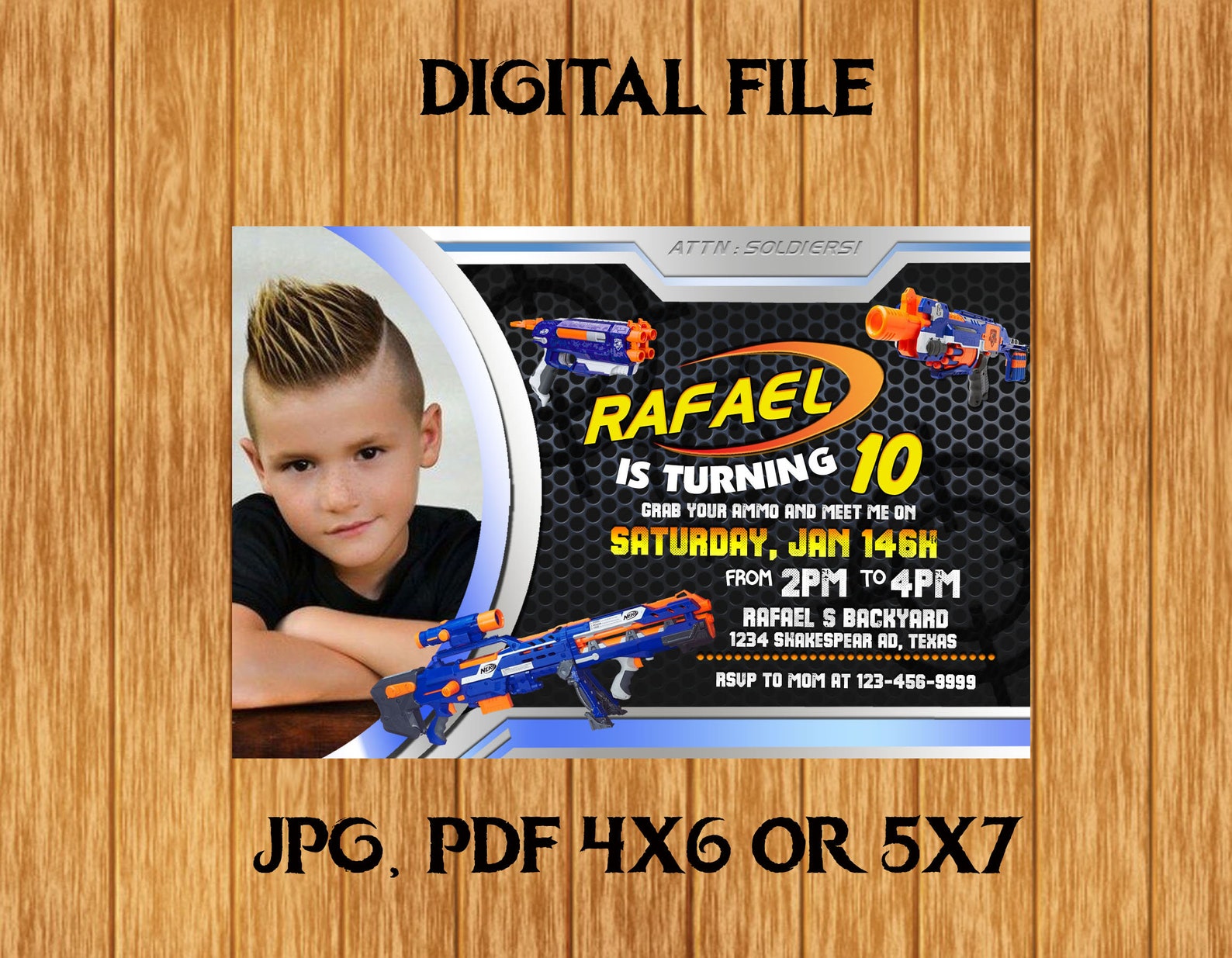 Nerf Invitation Nerf Birthday Nerf Party Nerf Gun Birthday Etsy