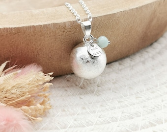 Brushed Silver pregnancy bola pendant and fine stone of your choice