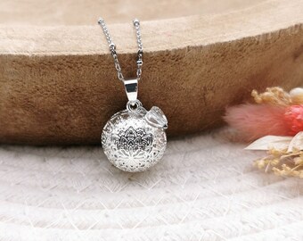 Silver pregnancy bola with crystal heart