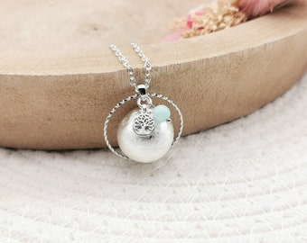 Maternity Bola Brushed Silver with pendant ring and fine stone