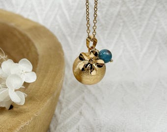 Gold Pregnancy Bola with Flower and Gemstone