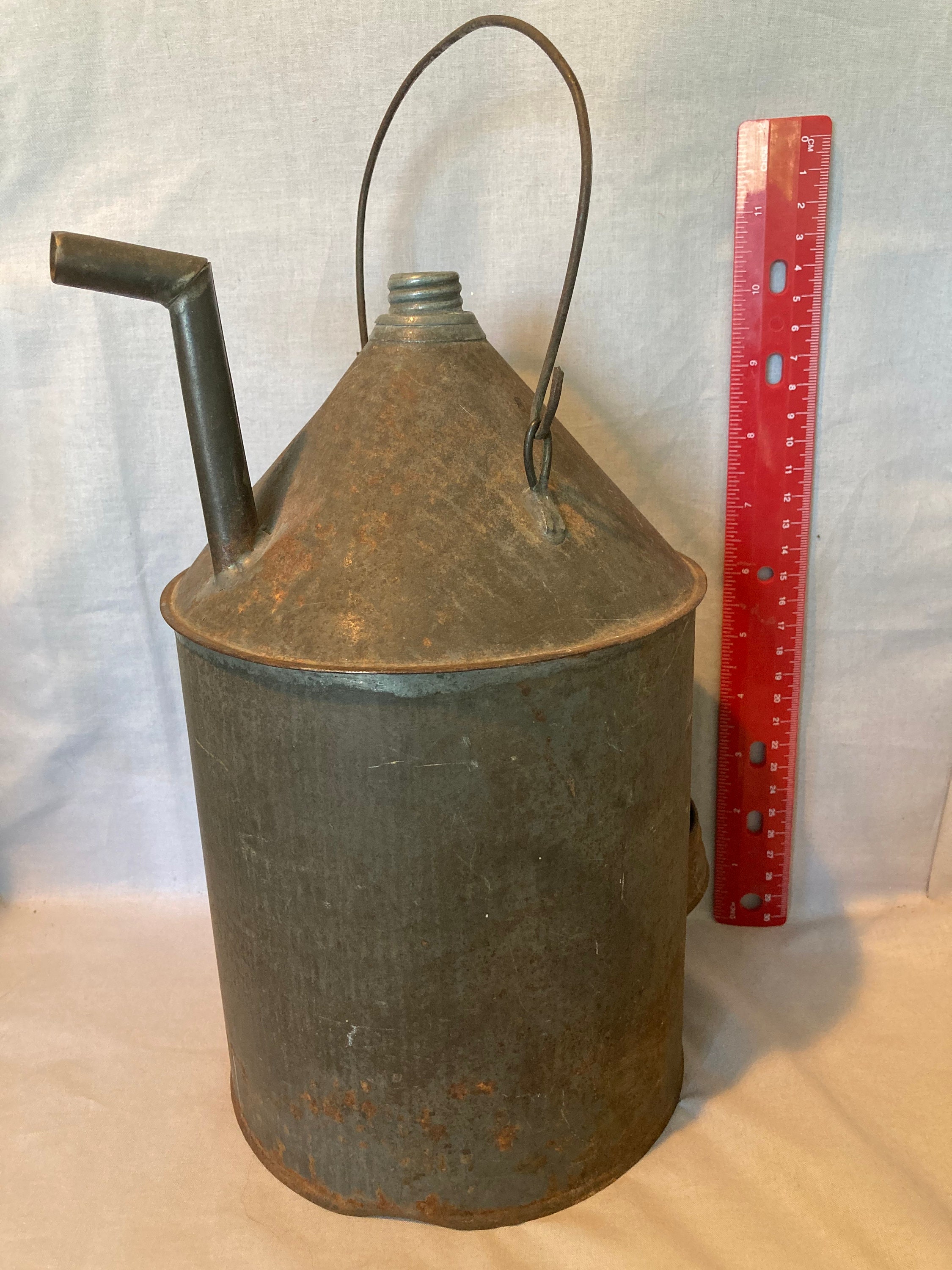 Primitive Antique Oil Can with Two Handles and Spout Etsy