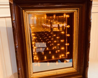 Infinity Mirror made using an Antique Victorian East Lake Gold Gilt Carved Frame