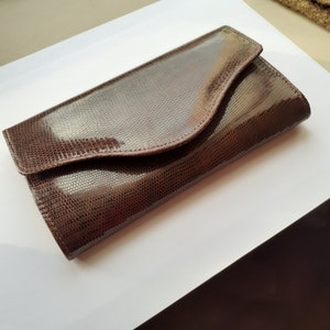 Cartera larga de piel de lagarto, rareza hecha a mano, ¡nueva!