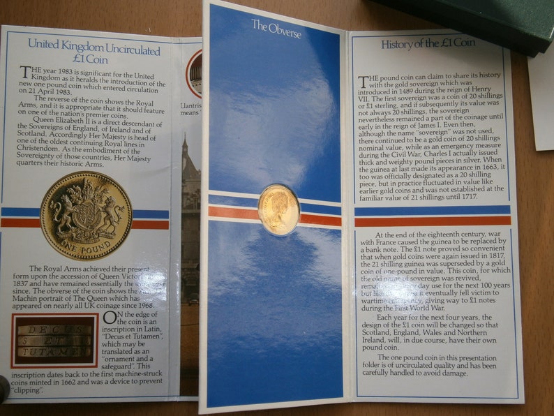 Brilliant Uncirculated,Collector/'s edition! 1 Pound Coin 1983