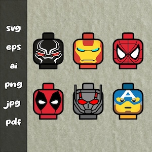 Bricks Super Heroes Characters SVG, DXF, EPS, ai, jpg, png, pdf, Instant Download