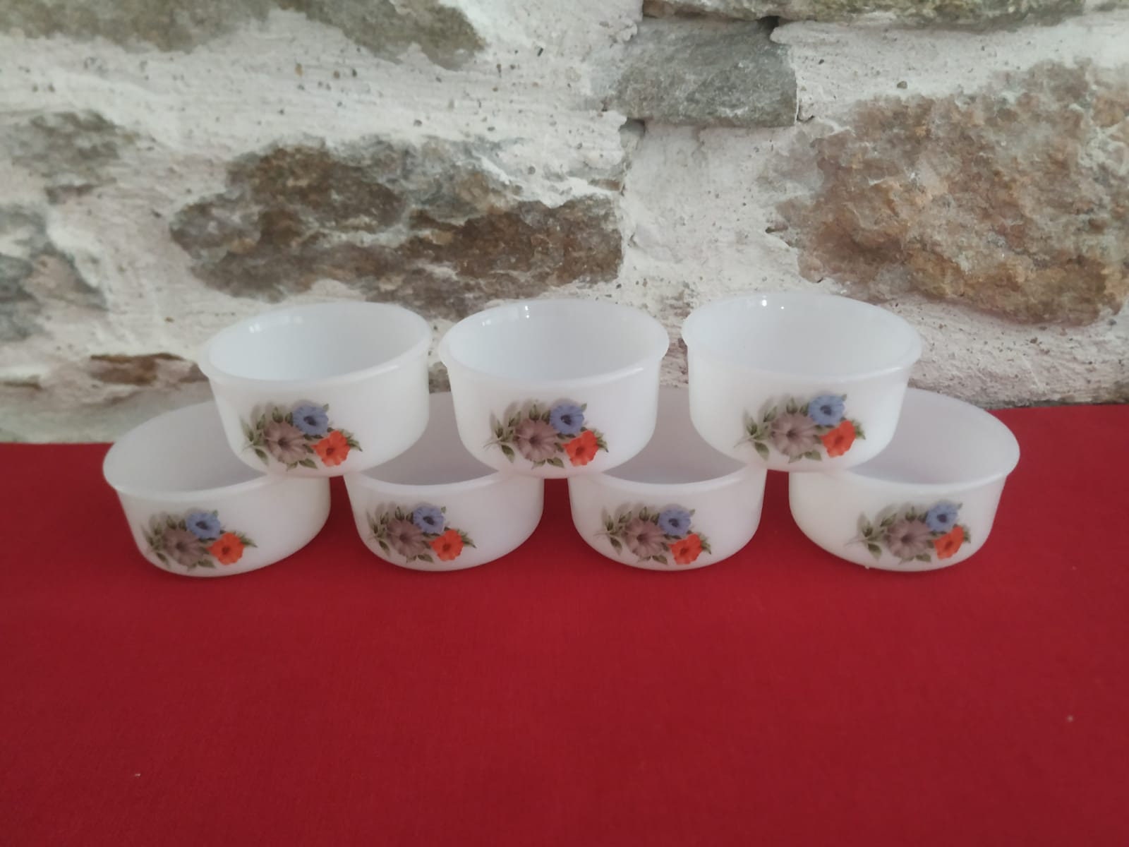 Lot de 7 Ramequins, Arcopal, Anémones