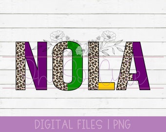 New Orleans, NOLA, pastel, LA, Leopard, digital download PNG