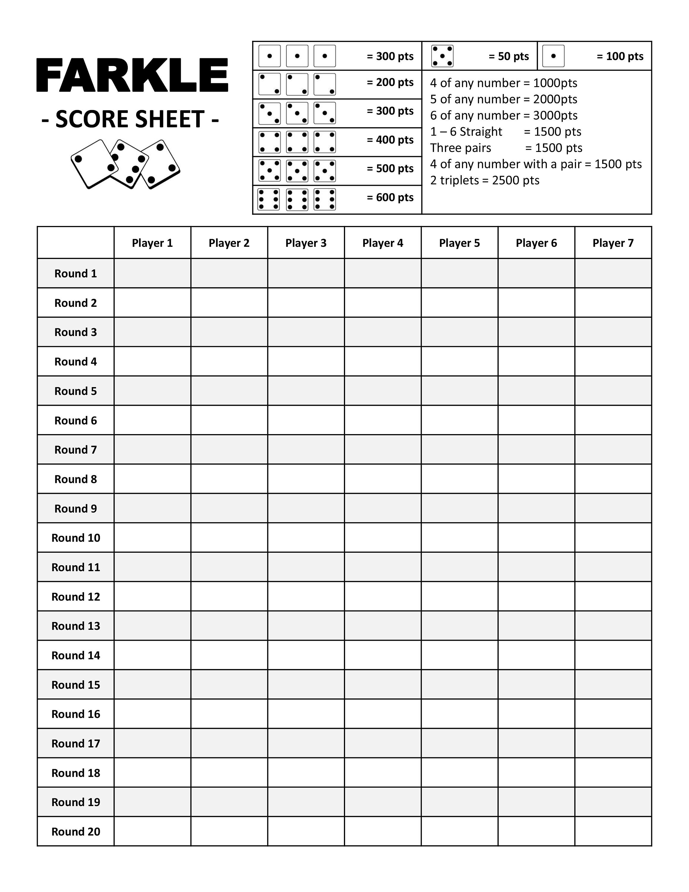 Free Printable Farkle Score Sheets In Case You Want To Free Printable Farkle Score Sheets In Case You Want To