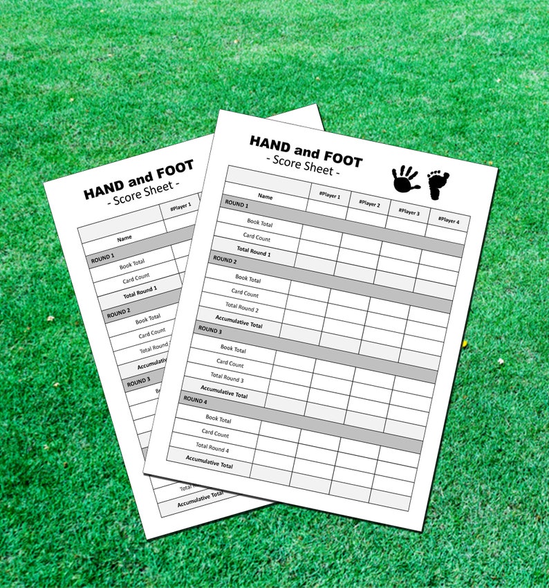 Hand and Foot Digital Score Card Score Sheet Printable | Etsy