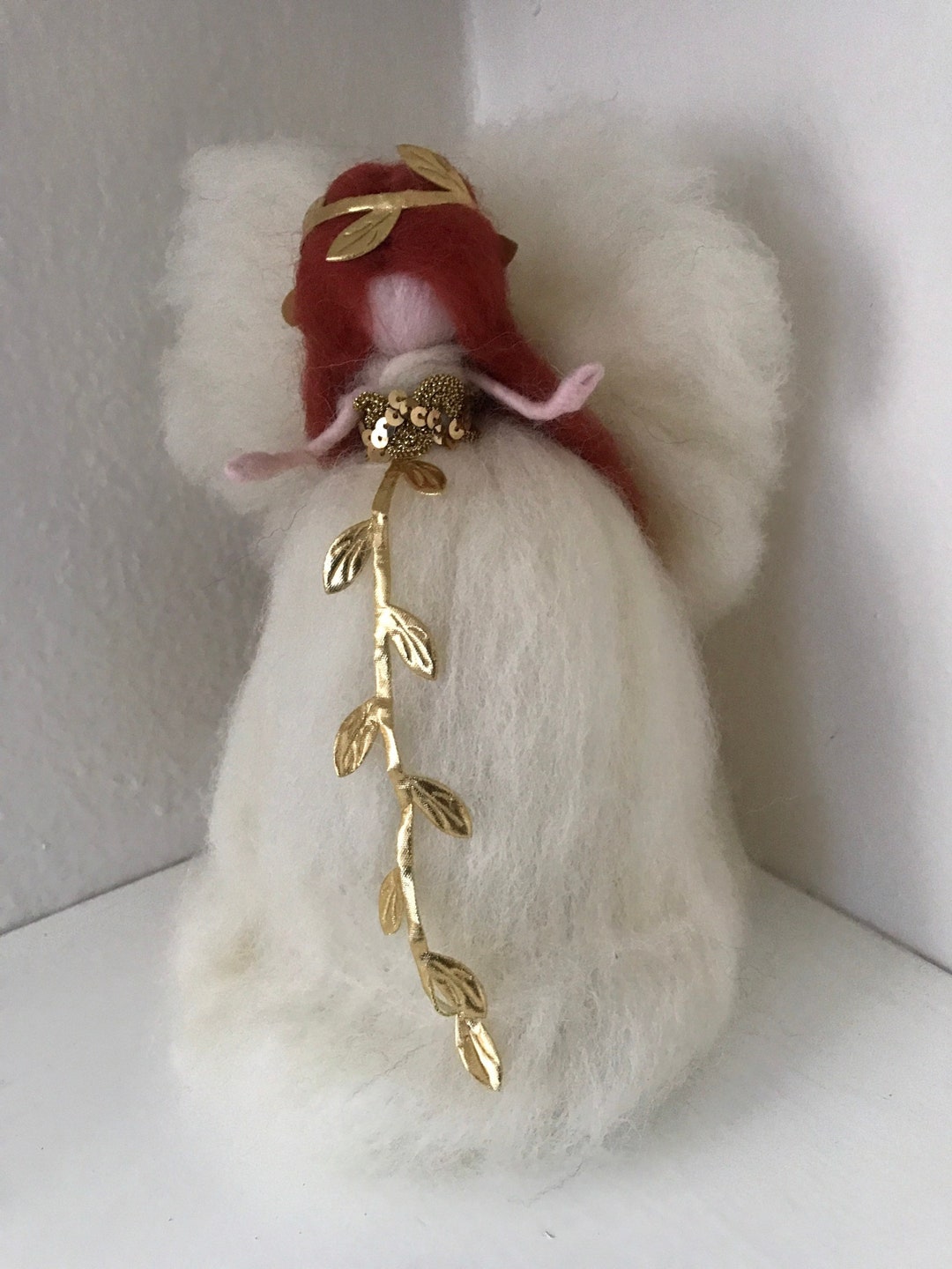 9 Wool Angel Tree Topper White With Golden Dress. Etsy Australia