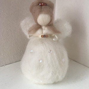 Christmas Angel Tree topper, needle felted  gift.