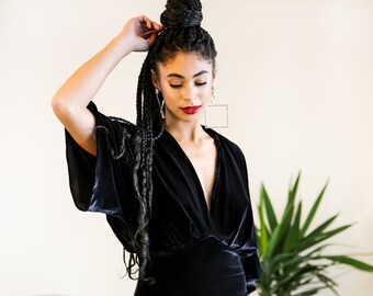 Cora Dress in Black Velvet