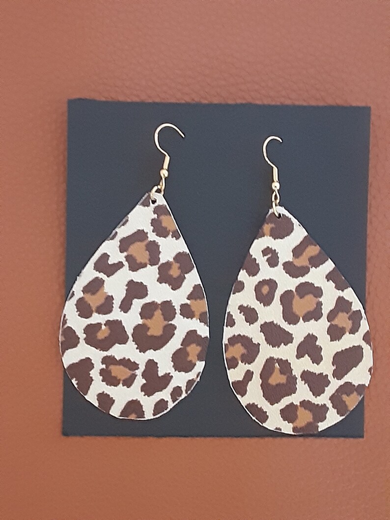 Cheetah faux leather earrings