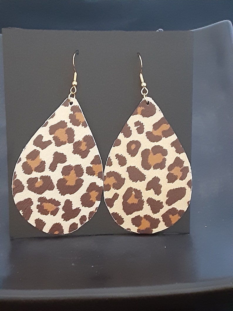 Cheetah faux leather earrings