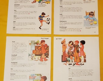Vintage Children's Dictionary Pages, Illustrations, Ephemera (Lot of 20)