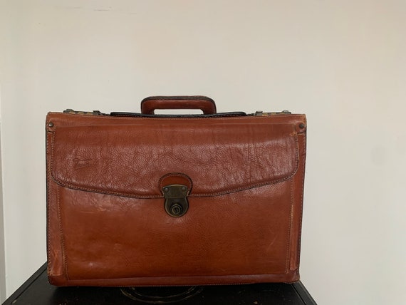 Vintage French Leather 1960s Texier Briefcase
