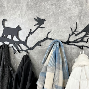 Coat rack wall mount, wall coat rack, key holder, coat hooks, new home gift, modern coat rack, entryway organizer, metal wall decor