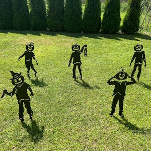 Set scary pumpkin, scary pumpkin faces, scary pumpkins, halloween decor yard, metal halloween decor, yard halloween decor