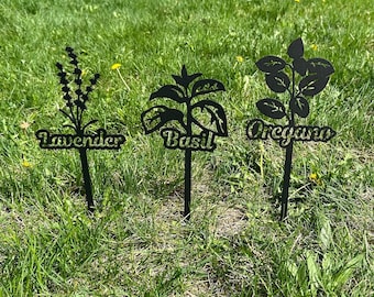 Garden markers, plant stakes, decorative vegetable stakes, plant lover gift, garden signs, metal garden art, gift for grandma