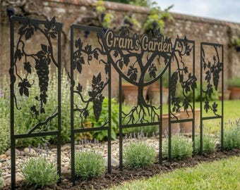 Personalized garden edging fence, metal garden sign, decorative fence flower bed edging, outdoor yard decor