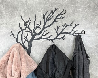 Perchero de acero, decoración de ramas de metal, ganchos de pared decorativos con forma de rama de árbol