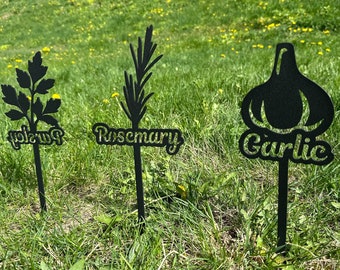 Herbs garden markers, metal garden sign, eco friendly flowers tags, plant lover gift, gardener present