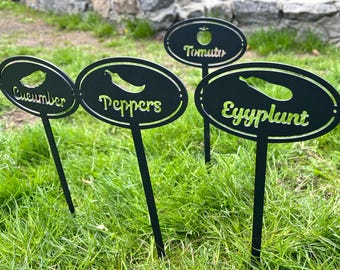 Metal garden stakes, durable vegetable plant markers set, weatherproof outdoor herb tags