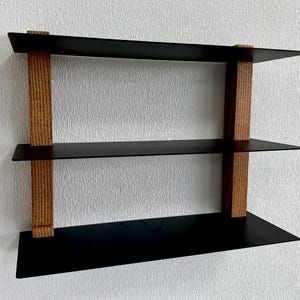 Metal and ash wood wall shelf, black floating shelves, bedroom book shelf, industrial shelves, kitchen wall storage, home improvement