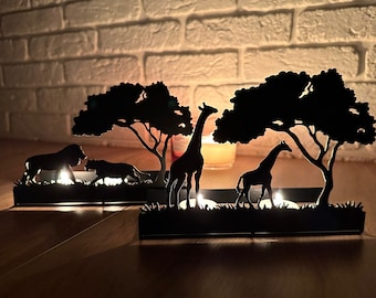 Set animal candle holder, safari candle tray, animal candle holder, tea light candle holder, safari nursery decor