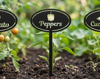 Metal plant markers and stakes, yard signs, custom garden accessories, plant lover gift