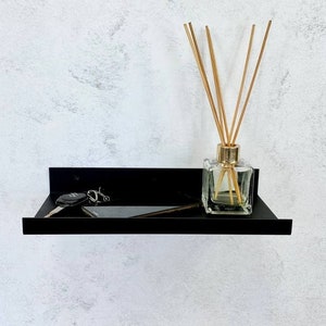 Wall mounted floating black shelf, custom metal plant shelf, small kitchen shelf, home decor, entryway shelf, minimalist shelf