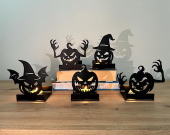 Świecznik na Halloween, gotycki świecznik na podgrzewacze, dekoracja domu na Halloween, centralny element stołu, upiorna dekoracja na imprezę Halloween, prezent na Halloween
