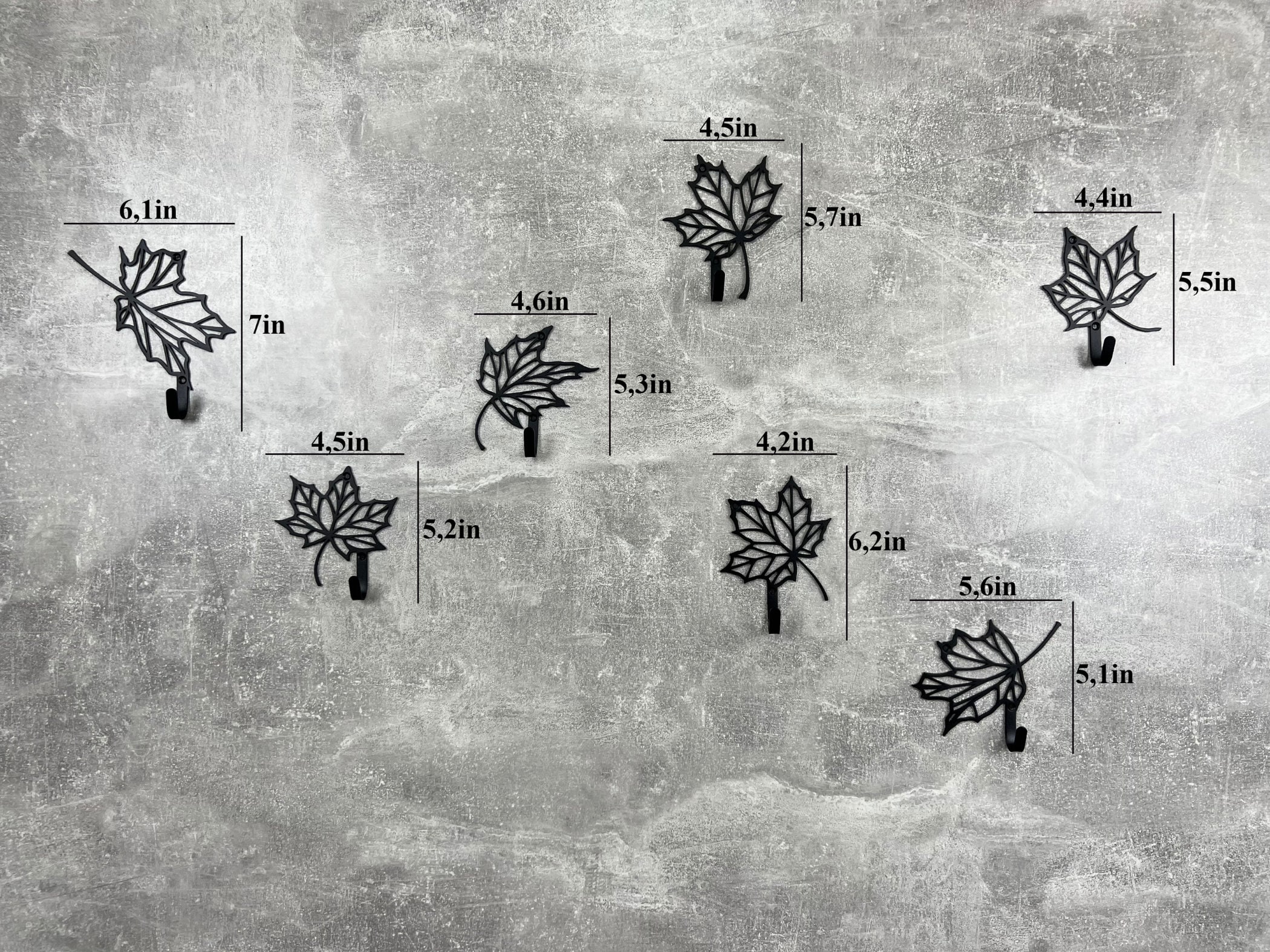 Ganci Appendiabiti A Parete Con Design A Foglia - Set Di 3 In MetallO Elegante Per Casa