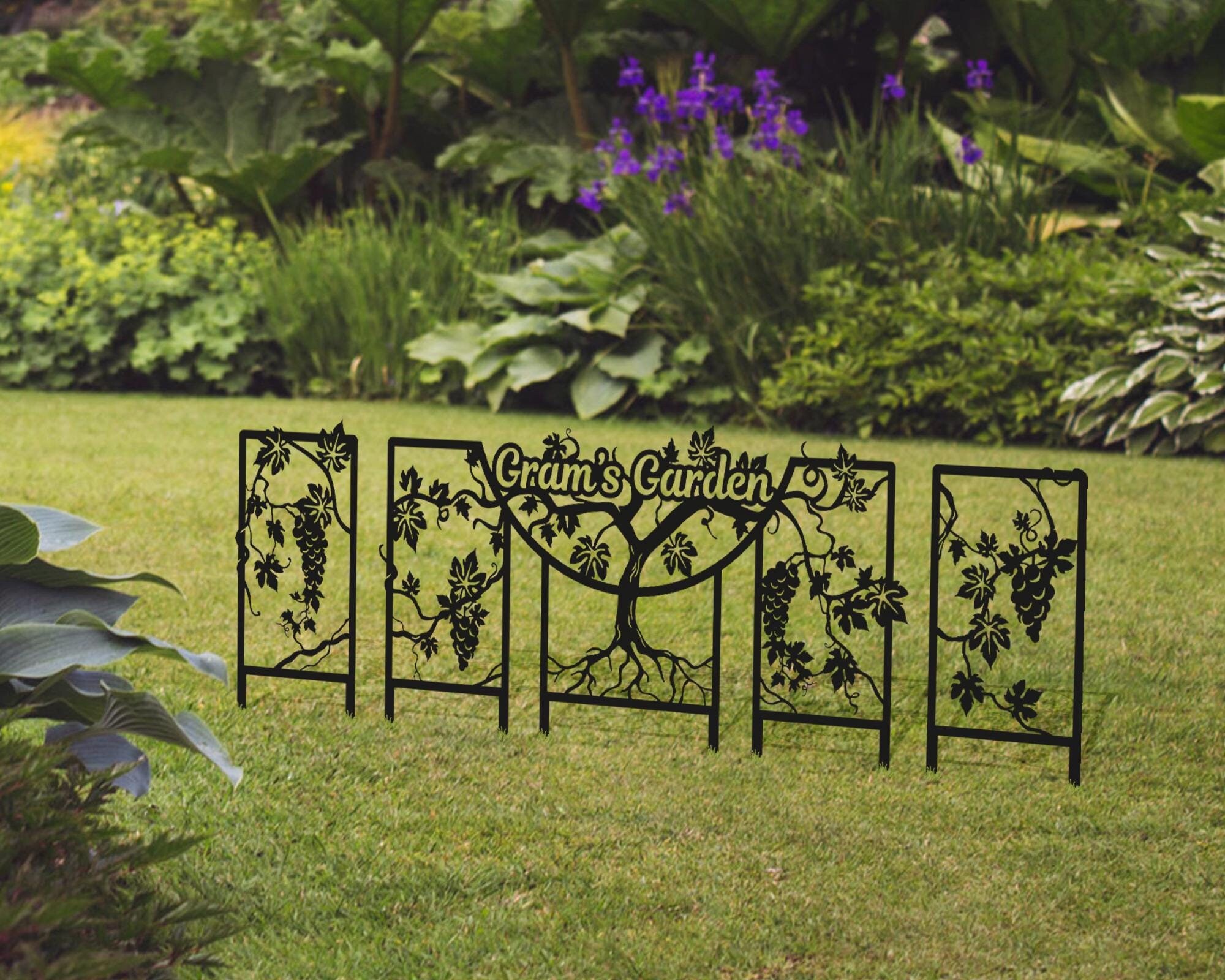 Custom name garden fence, flower bed edging, metal garden border, garden name sign, garden lovers gift, garden accessories, grandma gift