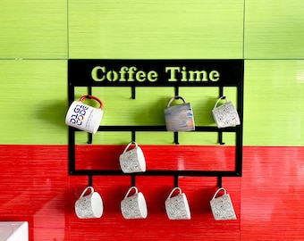 Coffee mug holder, coffee mug rack, coffee mug storage, wall mug holder